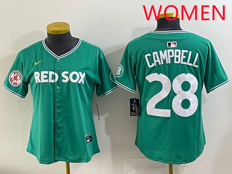 Women 2025 Boston Red Sox #28 Campbell Dark Green Joint Name Nike MLB Jersey style 8->women mlb jersey->Women Jersey